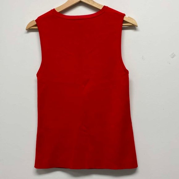 CUE Red Cut Out Sleeveless Office Knit Tank Top - Picture 3 of 4